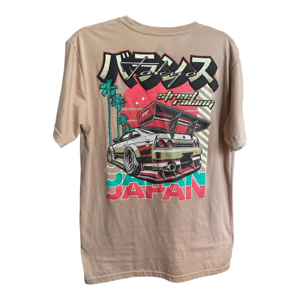 Launder Japan JDM Street Racing Graphic Tee Men's M Tokyo Car Puff Print